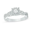 0.45 CT. T.W. Diamond Frame Twist Shank Engagement Ring in 10K White Gold