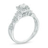 0.45 CT. T.W. Diamond Frame Twist Shank Engagement Ring in 10K White Gold