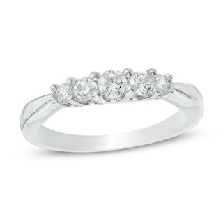 0.45 CT. T.W. Diamond Five Stone Anniversary Band in 10K White Gold