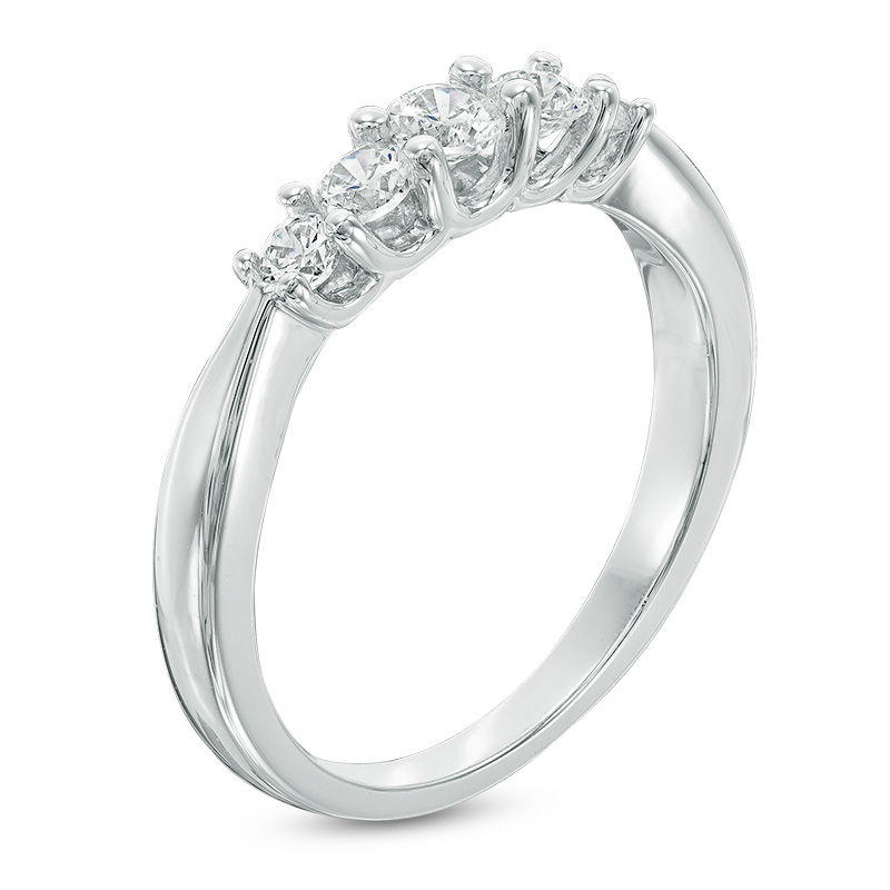 0.45 CT. T.W. Diamond Five Stone Anniversary Band in 10K White Gold|Peoples Jewellers