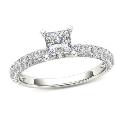 1.10 CT. T.W. Princess-Cut Diamond Engagement Ring in 14K White Gold