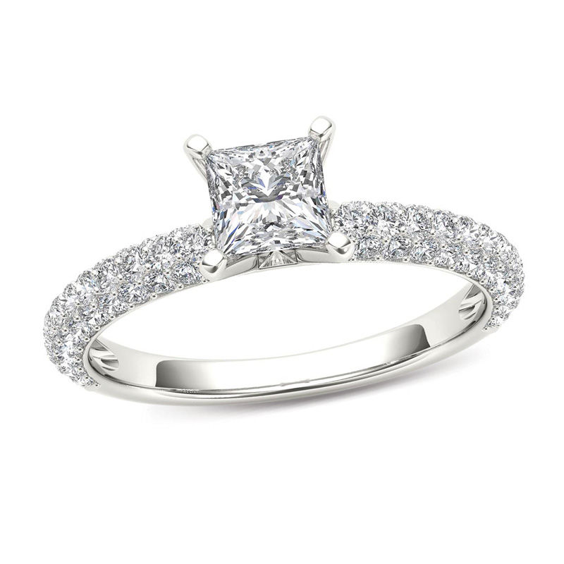 1.10 CT. T.W. Princess-Cut Diamond Engagement Ring in 14K White Gold|Peoples Jewellers