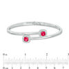 Thumbnail Image 1 of 5.0mm Cushion-Cut Lab-Created Ruby and White Sapphire Frame Bypass Bangle in Sterling Silver - 7.25"