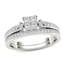 Thumbnail Image 0 of 1.00 CT. T.W. Quad Princess-Cut Multi-Diamond Bridal Set in 14K White Gold