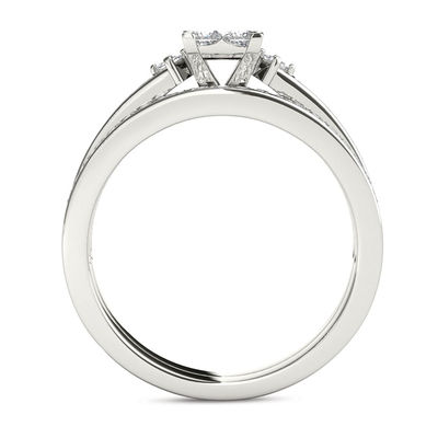 1.00 CT. T.W. Quad Princess-Cut Multi-Diamond Bridal Set in 14K Gold