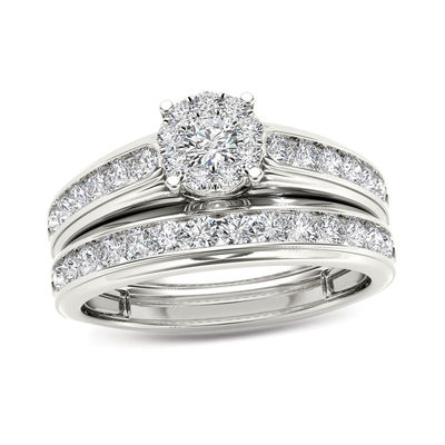 1.50  CT. T.W. Diamond Frame Bridal Set in 14K White Gold