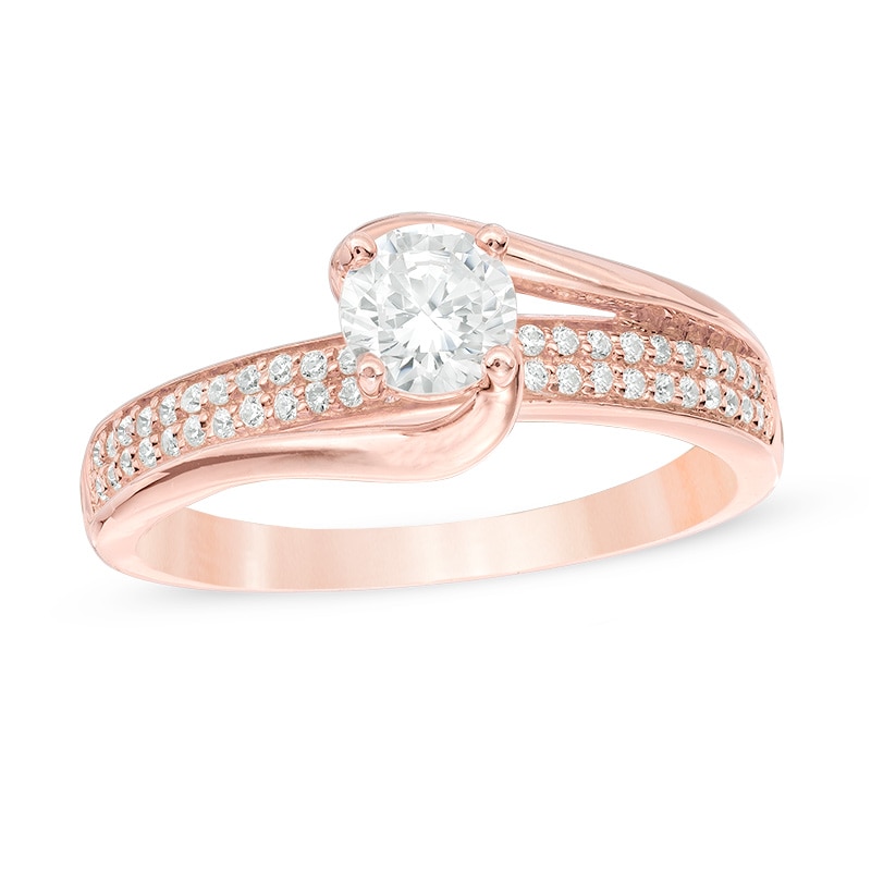 0.65 CT. T.W. Diamond Two Row Swirl Engagement Ring in 14K Rose Gold|Peoples Jewellers
