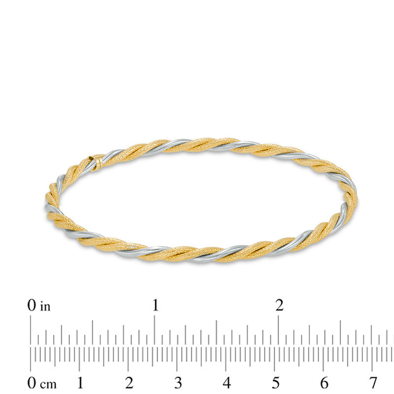 Textured Braid Slip-On Bangle in 10K Two-Tone Gold