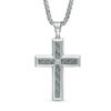 Thumbnail Image 0 of Men's Diamond Accent Grey Carbon Fibre Cross Pendant in Stainless Steel