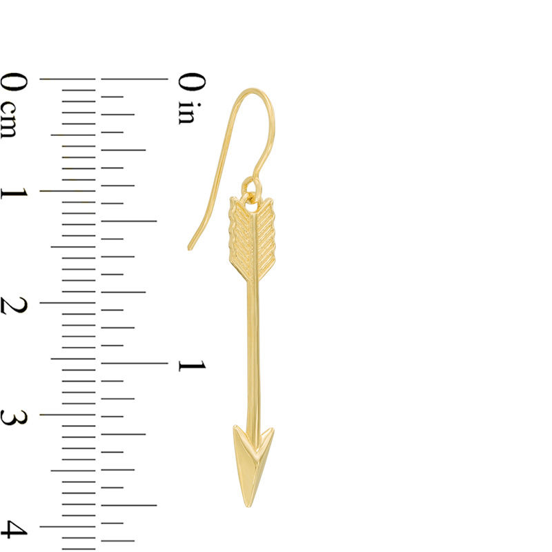 Linear Arrow Drop Earrings in 10K Gold