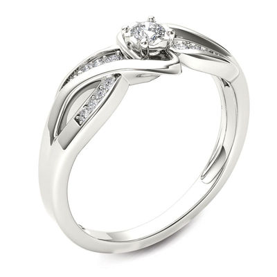 0.14 CT. T.W. Diamond Crossover Bypass Promise Ring in 14K White Gold