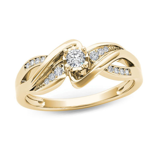 0.15 CT. T.W. Diamond Crossover Bypass Promise Ring in 14K Gold