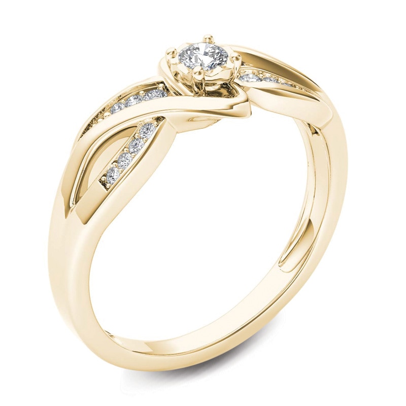 0.15 CT. T.W. Diamond Crossover Bypass Promise Ring in 14K Gold|Peoples Jewellers