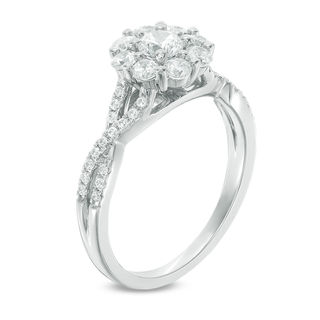 0.95 CT. T.W. Certified Canadian Diamond Frame Engagement Ring in 14K ...