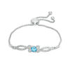 Thumbnail Image 0 of 6.0mm Blue Topaz and Diamond Accent Loop Bypass Bolo Bracelet in Sterling Silver - 9.5"