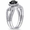 1.47 CT. T.W. Enhanced Black and White Diamond Frame Loop Shank Bridal Set in 10K White Gold