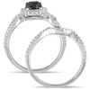 1.47 CT. T.W. Enhanced Black and White Diamond Frame Loop Shank Bridal Set in 10K White Gold