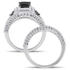 2.06 CT. T.W. Princess-Cut Enhanced Black and White Diamond Milgrain Split Shank Bridal Set in 10K White Gold