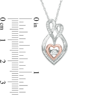 Unstoppable Love™ 0.14 CT. T.W. Diamond Heart Motherly Love Pendant in Sterling Silver and 10K Rose Gold