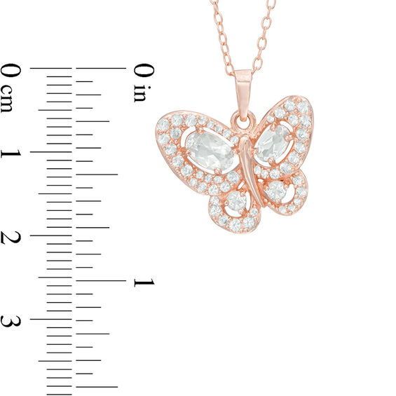 Multi-Shaped Lab-Created White Sapphire Butterfly Pendant in Sterling silver with 18K Rose Gold Plate