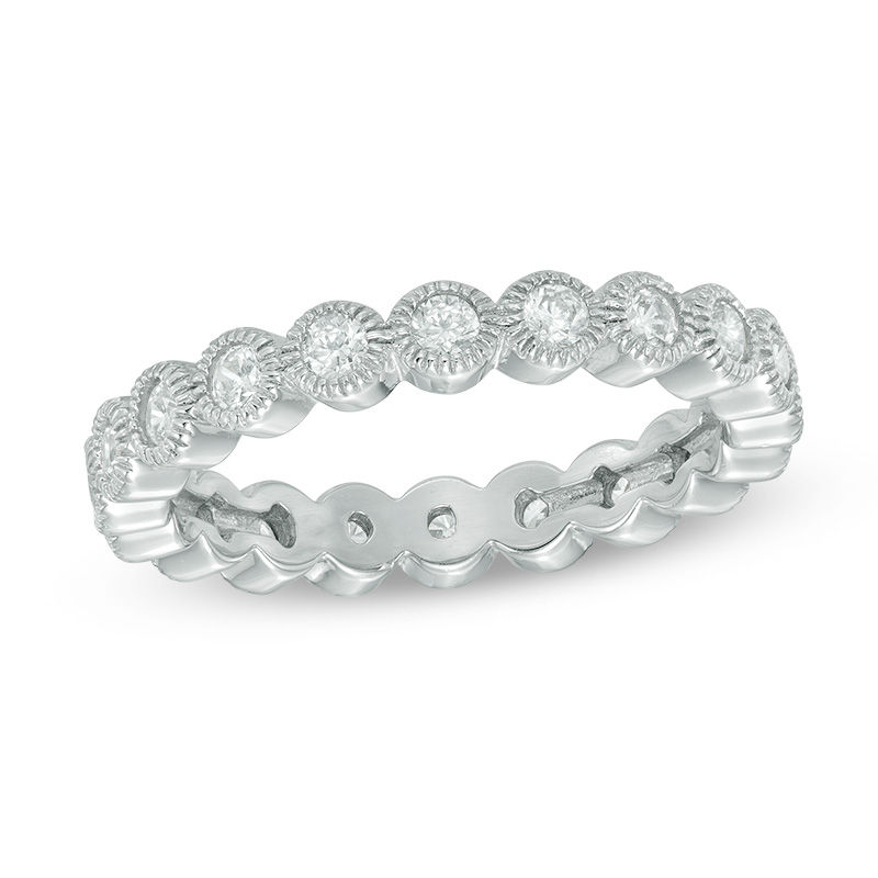 Lab-Created White Sapphire Vintage-Style Eternity Band in Sterling Silver|Peoples Jewellers