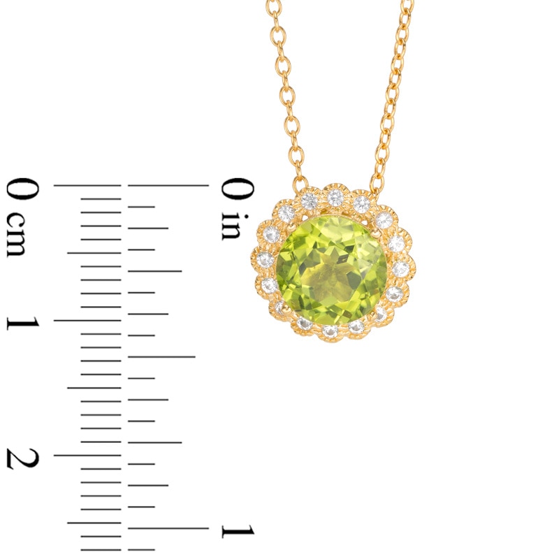 Peridot and Lab-Created White Sapphire Flower Frame Pendant and Earrings Set in Sterling Silver with 18K Gold Plate|Peoples Jewellers