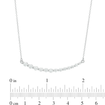 Lab-Created White Sapphire Curved Bar Necklace in Sterling Silver