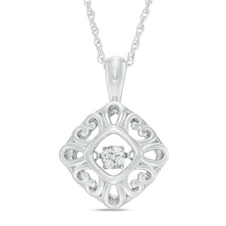 Unstoppable Love™ Composite Diamond Accent Tilted Square Hearts Pendant in Sterling Silver