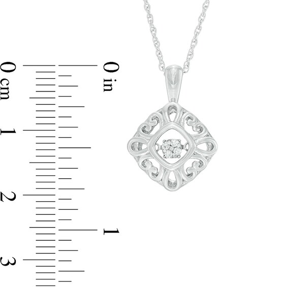 Unstoppable Love™ Composite Diamond Accent Tilted Square Hearts Pendant in Sterling Silver