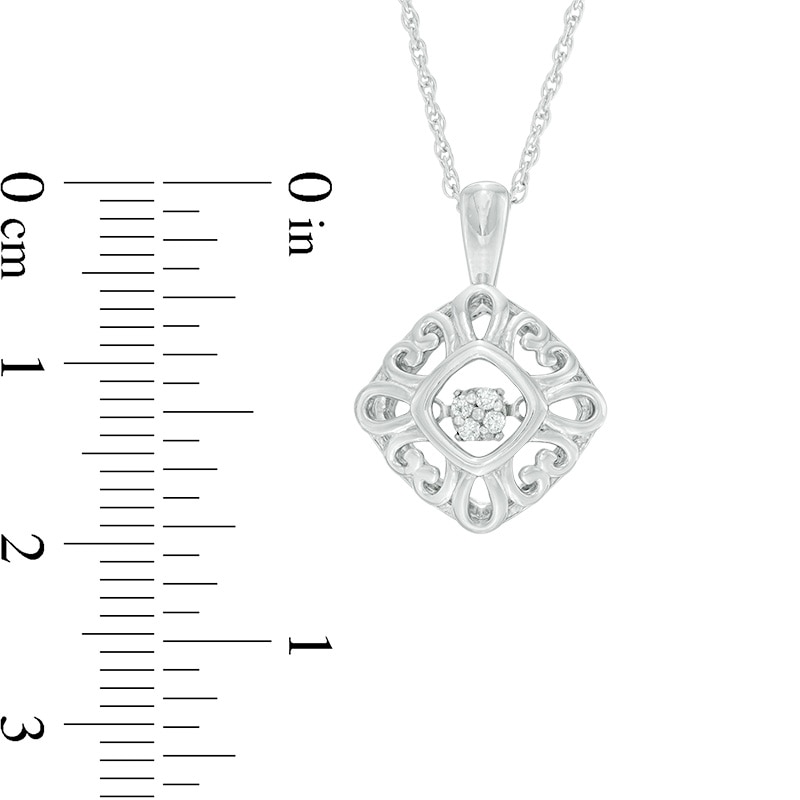 Unstoppable Love™ Composite Diamond Accent Tilted Square Hearts Pendant in Sterling Silver
