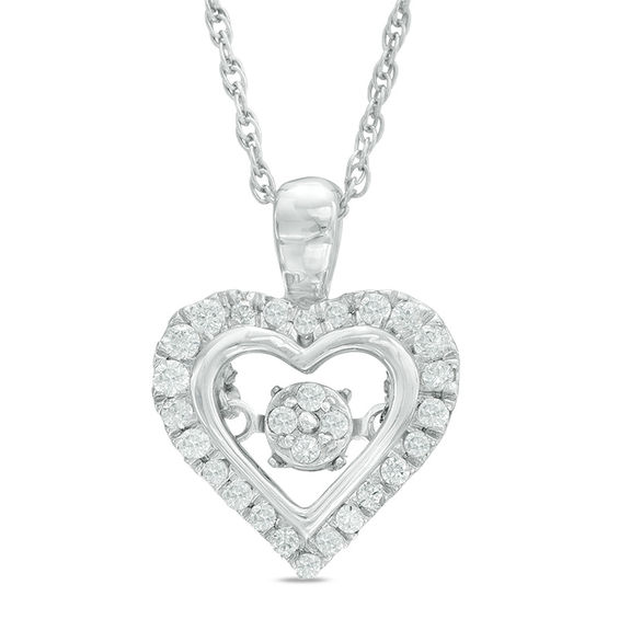 Unstoppable Love™ 0.18 CT. T.W. Composite Diamond Frame Heart Pendant in Sterling Silver