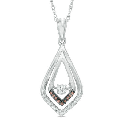 Unstoppable Love™ CT. T.W. Champagne and White Composite Diamond Teardrop Pendant in Sterling Silver