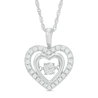 Unstoppable Love™ 0.18 CT. T.W. Composite Diamond Double Heart Pendant in Sterling Silver