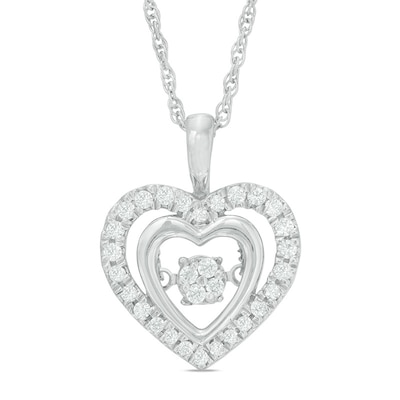 Unstoppable Love™ 0.18 CT. T.W. Composite Diamond Double Heart Pendant in Sterling Silver