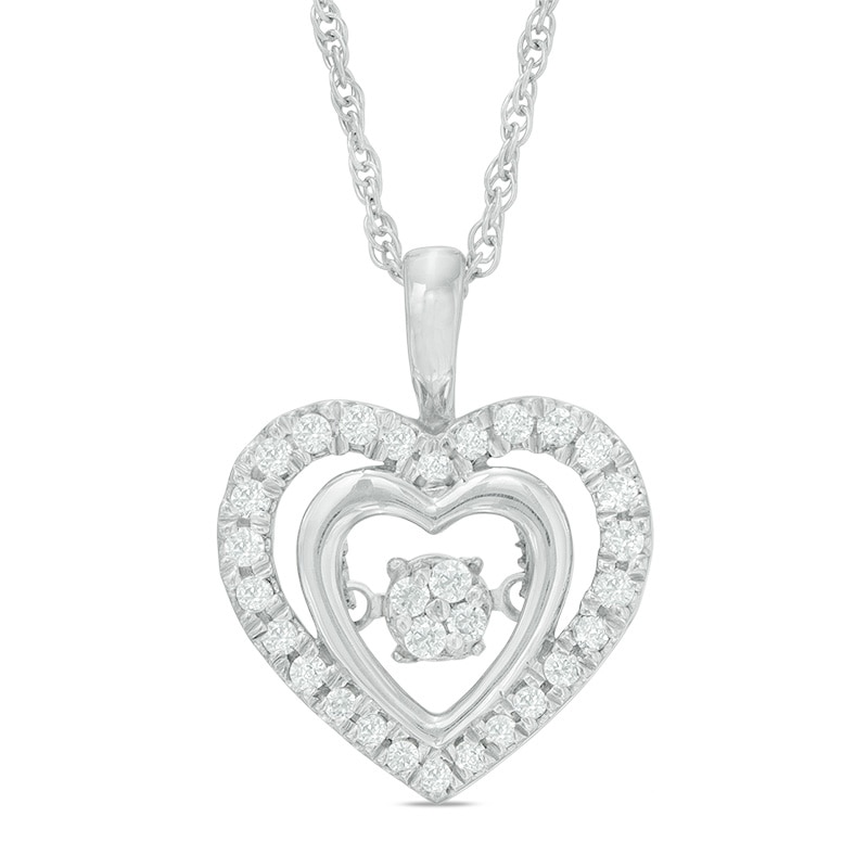 Unstoppable Love™ 0.18 CT. T.W. Composite Diamond Double Heart Pendant in Sterling Silver|Peoples Jewellers