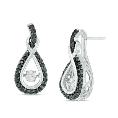 Unstoppable Love™ 0.70 CT. T.W. Enhanced Black and White Composite Diamond Infinity Drop Earrings in Sterling Silver