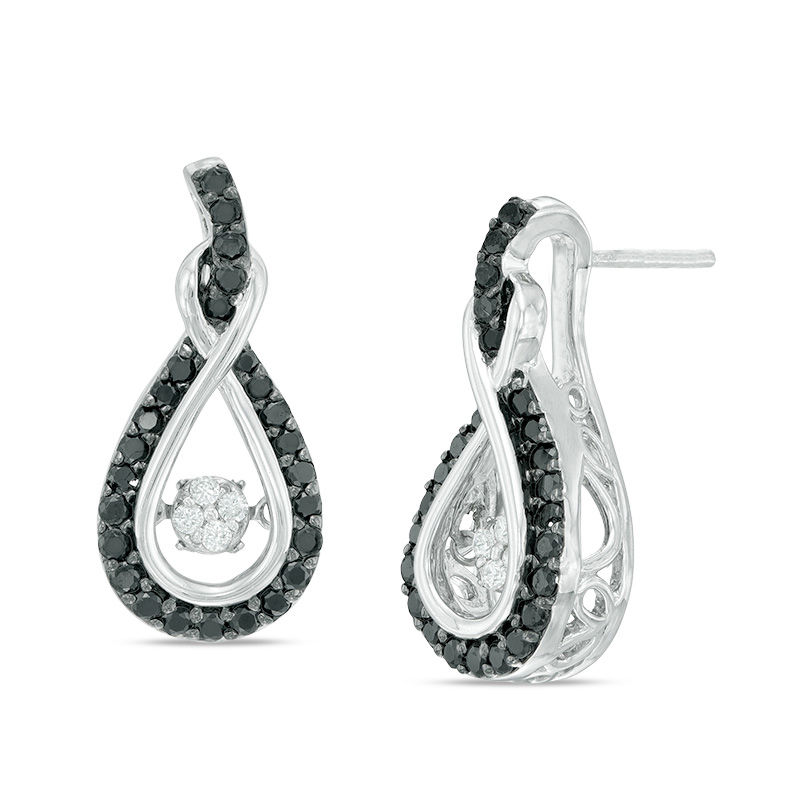Unstoppable Love™ 0.70 CT. T.W. Enhanced Black and White Composite Diamond Infinity Drop Earrings in Sterling Silver|Peoples Jewellers