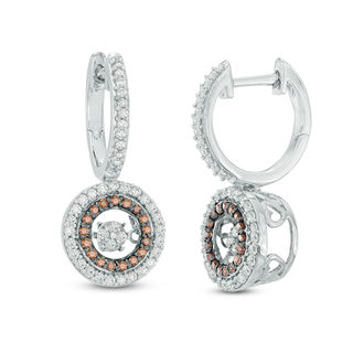 Unstoppable Love™ 0.58 CT. T.W. Champagne and White Composite Diamond Frame Drop Earrings in Sterling Silver