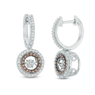 Unstoppable Love™ 0.58 CT. T.W. Champagne and White Composite Diamond Frame Drop Earrings in Sterling Silver