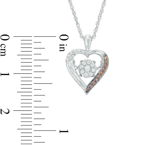 Unstoppable Love™ 0.15 CT. T.W. Champagne and White Composite Diamond Heart Frame Pendant in Sterling Silver