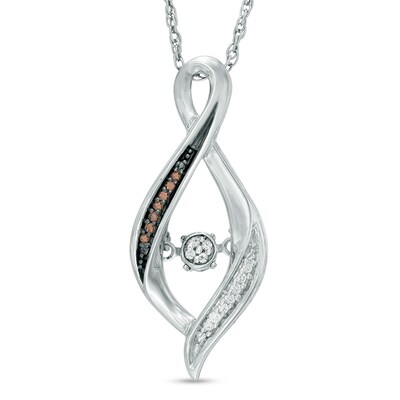 Unstoppable Love™ Champagne and White 0.04 CT. T.W. Diamond Infinity Twist Pendant in Sterling Silver