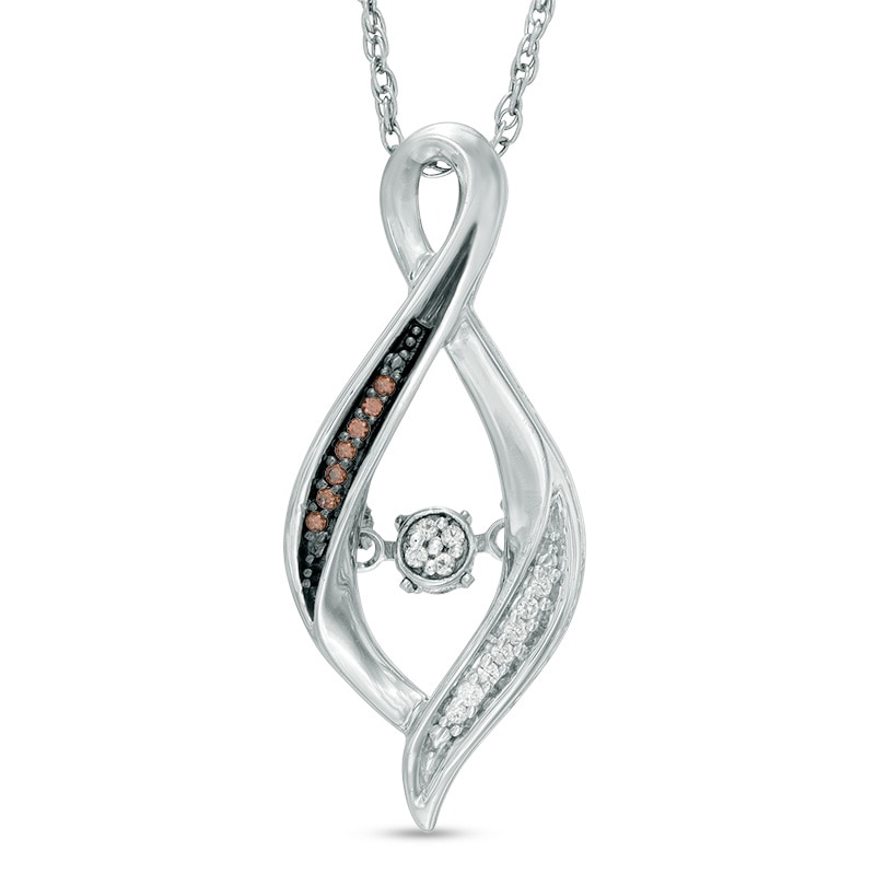 Unstoppable Love™ Champagne and White 0.04 CT. T.W. Diamond Infinity Twist Pendant in Sterling Silver|Peoples Jewellers