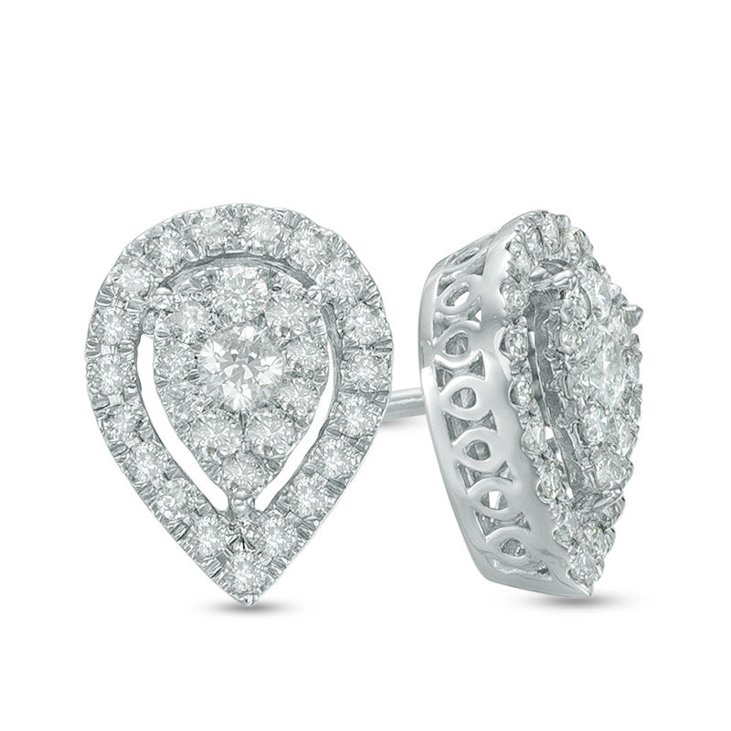 0.45 CT. T.W. Composite Diamond Pear-Shaped Stud Earrings in 10K White Gold|Peoples Jewellers