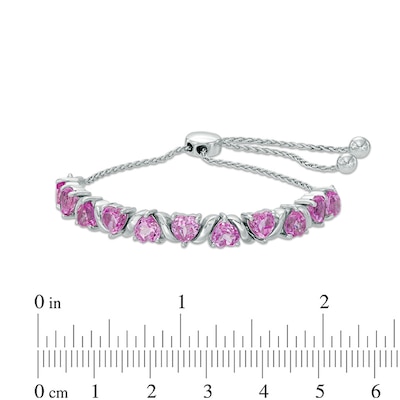 5.0mm Heart-Shaped Lab-Created Pink Sapphire Bolo Bracelet in Sterling Silver - 9.5"