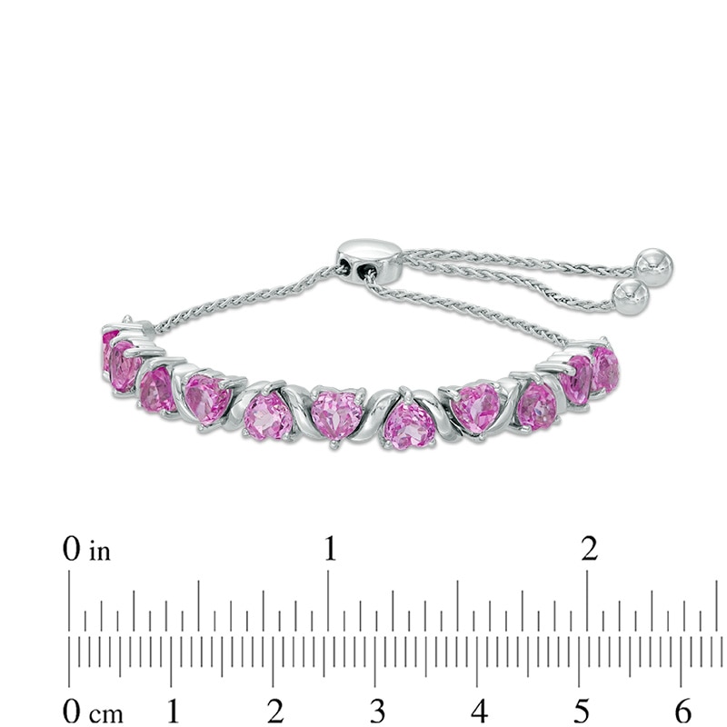 5.0mm Heart-Shaped Lab-Created Pink Sapphire Bolo Bracelet in Sterling Silver - 9.5"|Peoples Jewellers