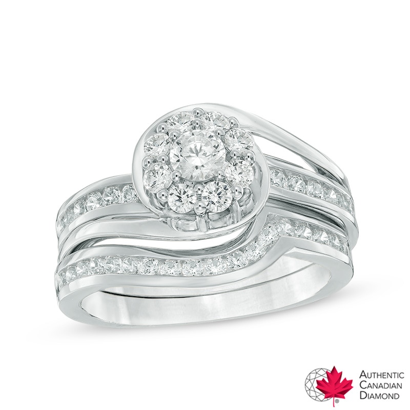 0.95 CT. T.W. Certified Canadian Diamond Swirl Bridal Set in 14K Two-Tone Gold (I/I2)|Peoples Jewellers