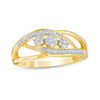 Thumbnail Image 0 of 0.15 CT. T.W. Diamond Three Flower Bypass Ring in 10K Gold