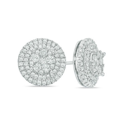 0.95 CT. T.W. Composite Diamond Frame Stud Earrings in 10K White Gold