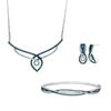 0.10 CT. T.W. Enhanced Blue and White Diamond Twist Necklace, Drop Earrings, and Bangle Set in Sterling Silver