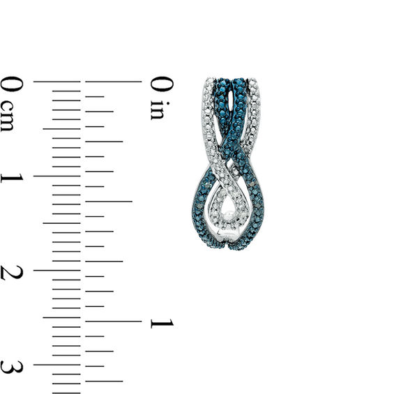 0.10 CT. T.W. Enhanced Blue and White Diamond Twist Necklace, Drop Earrings, and Bangle Set in Sterling Silver